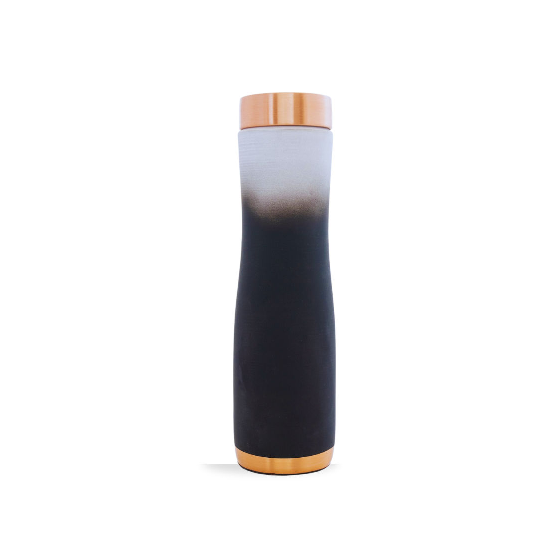 Pure copper water bottle with ombre silk finish design black&white - 1000 ML 150